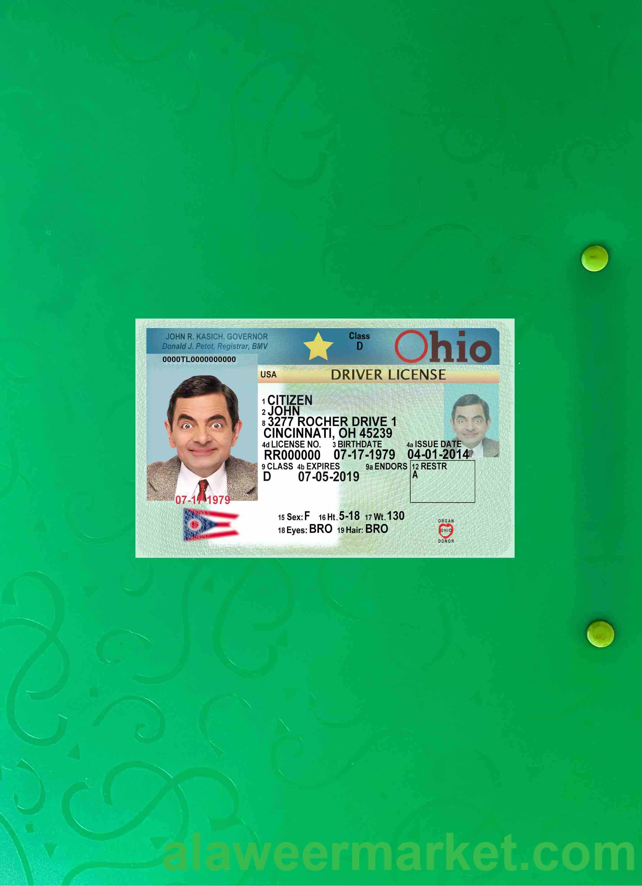 USA Ohio driving license 2018-present photolook FRONT
